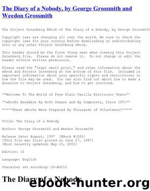 Diary of a Nobody by George Grossmith & Weedon Grossmith