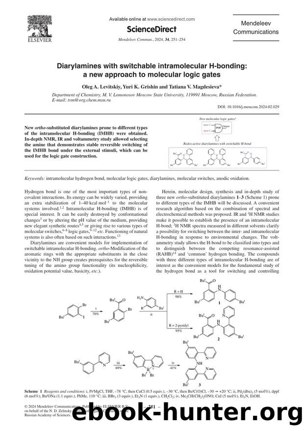 Diarylamines with switchable intramolecular H-bonding: a new approach to molecular logic gates by Oleg A. Levitskiy & Yuri K. Grishin & Tatiana V. Magdesieva