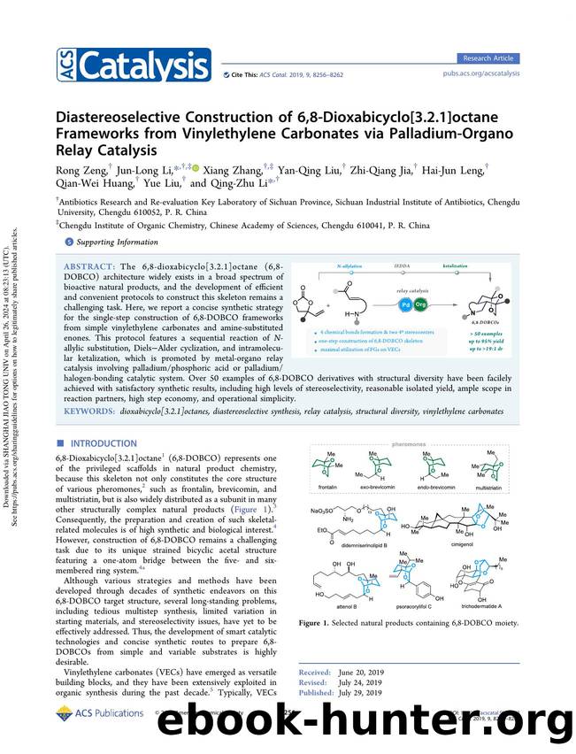 Diastereoselective Construction of 6,8-Dioxabicyclo[3.2.1]octane Frameworks from Vinylethylene Carbonates via Palladium-Organo Relay Catalysis by unknow