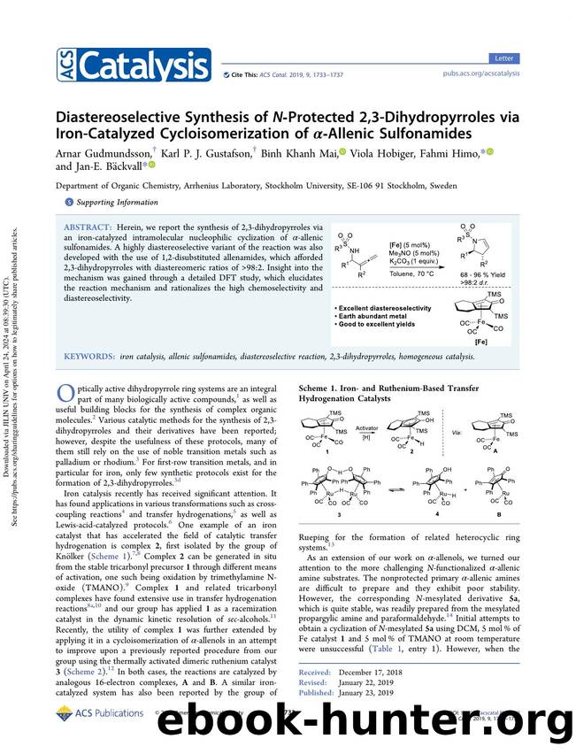 Diastereoselective Synthesis of N-Protected 2,3-Dihydropyrroles via Iron-Catalyzed Cycloisomerization of Î±-Allenic Sulfonamides by unknow