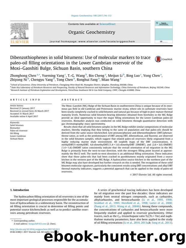 Dibenzothiophenes in solid bitumens: Use of molecular markers to trace paleo-oil filling orientations in the Lower Cambrian reservoir of the MoxiÃ¢â¬âGaoshiti Bulge, Sichuan Basin, southern China by unknow