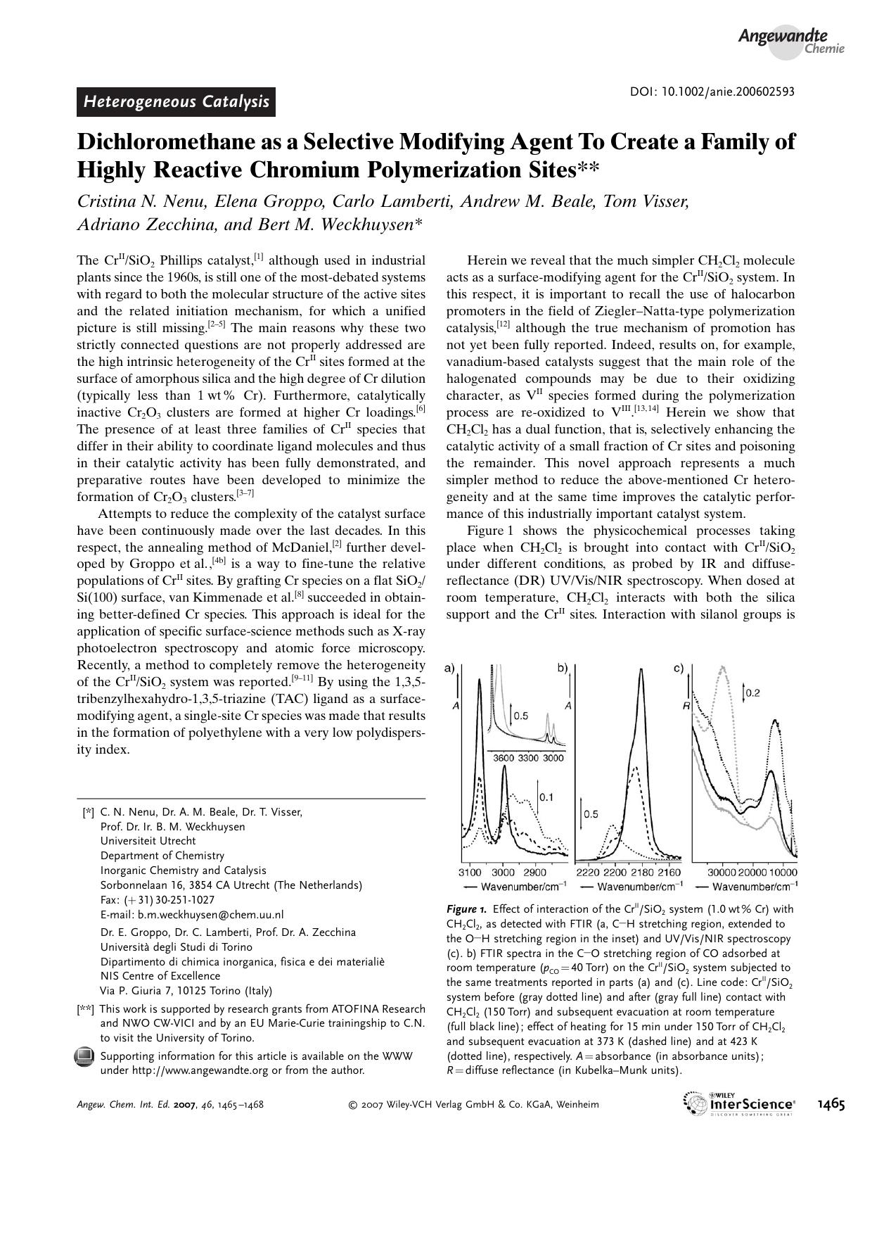 Dichloromethane as a Selective Modifying Agent To Create a Family of Highly Reactive Chromium Polymerization Sites by Unknown
