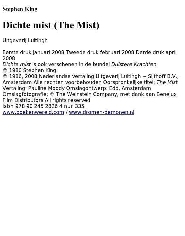 Dichte mist (The Mist) by Stephen King