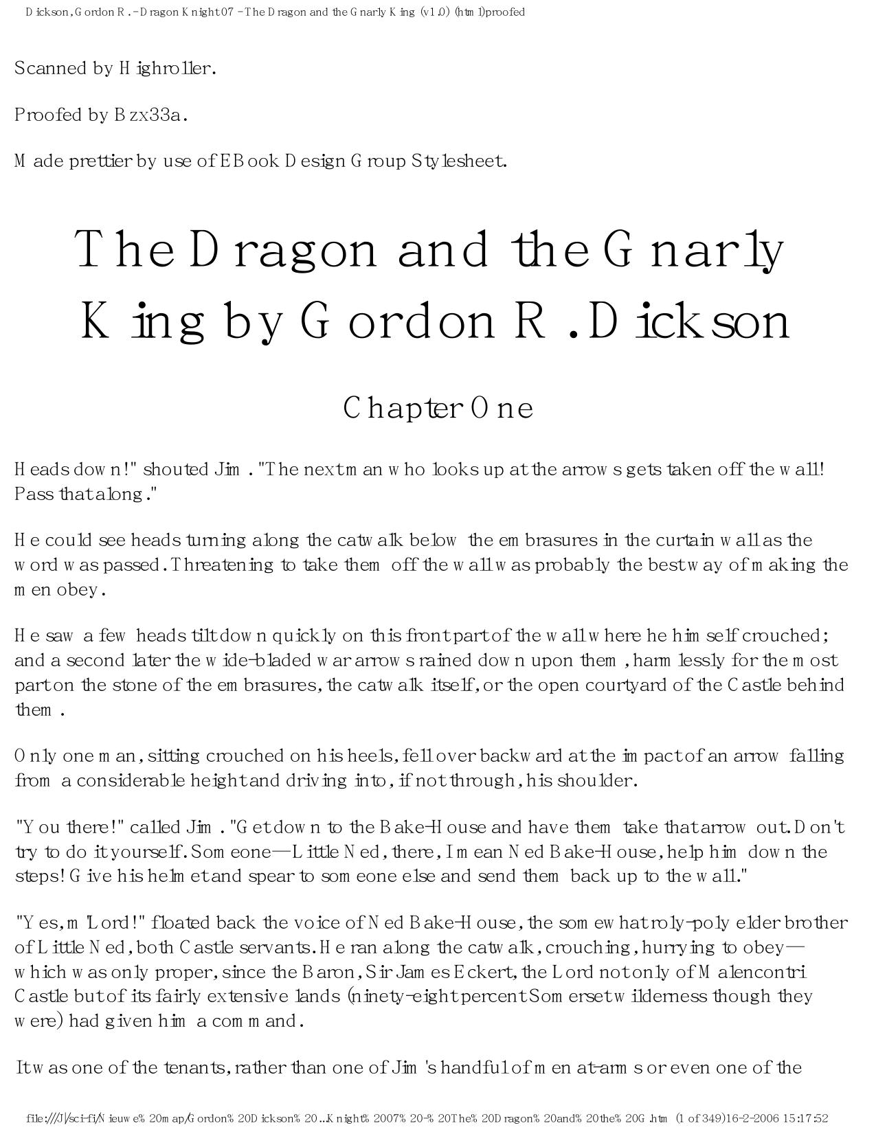 Dickson, Gordon R. - Dragon Knight 07 - The Dragon and the Gnarly King (v1.0) (html)proofed by Gordon R. Dickson
