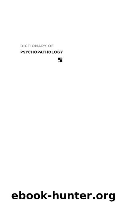 Dictionary of Psychopathology by Henry Kellerman