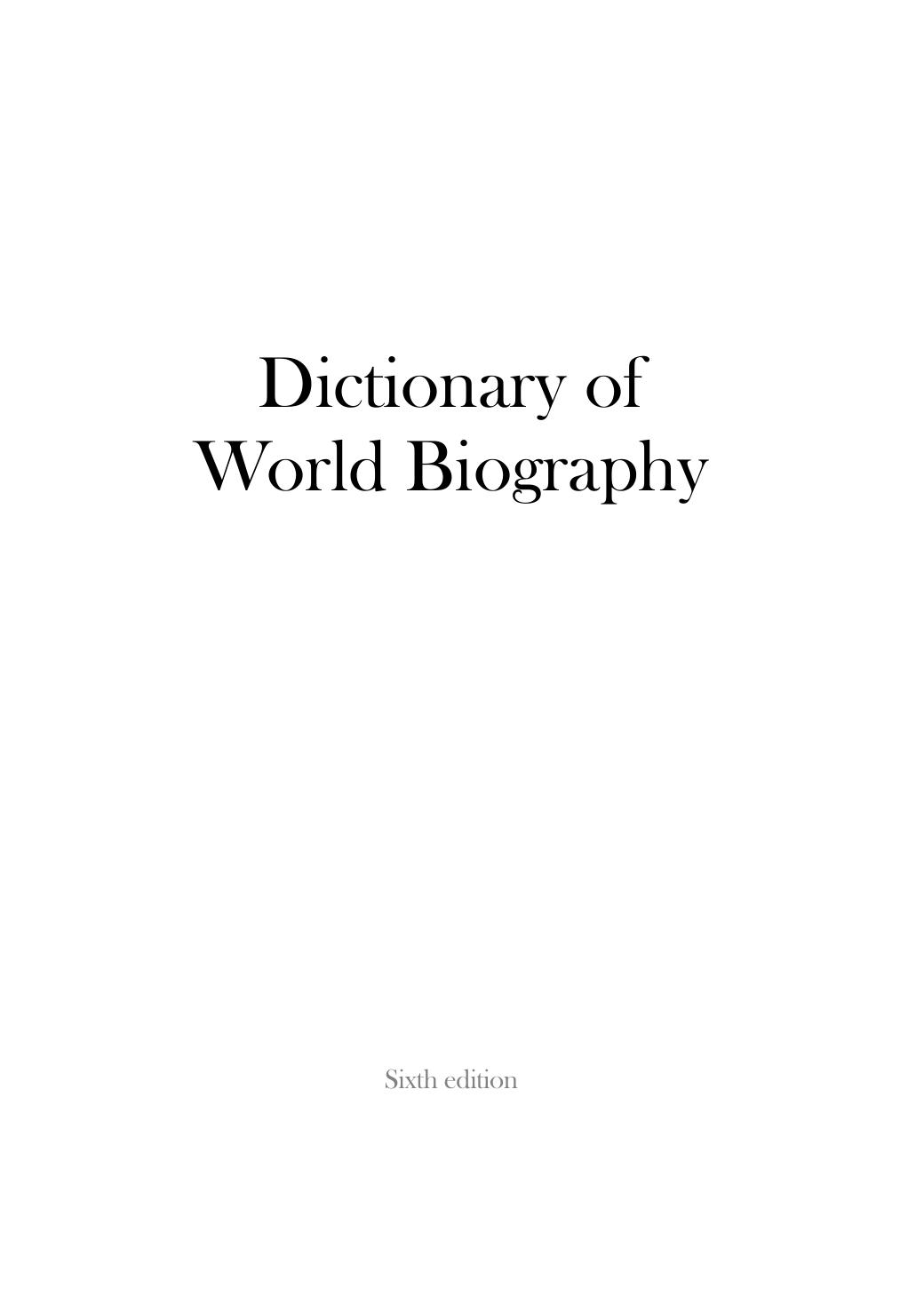 Dictionary of World Biography : Fifth edition by Jones, Barry by Jones Barry