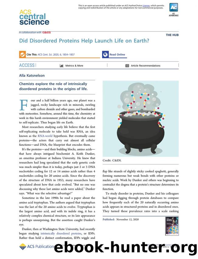 Did Disordered Proteins Help Launch Life on Earth? by Alla Katsnelson