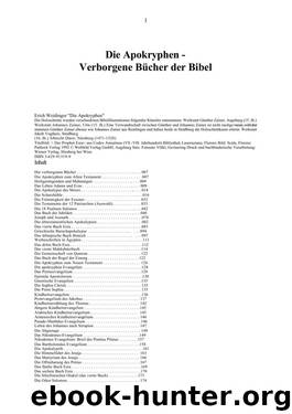 Die Apokryphen - Verborgene Buecher Der Bibel by Erich Weidinger