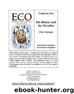 Die Buecher und das Paradies by Umberto Eco