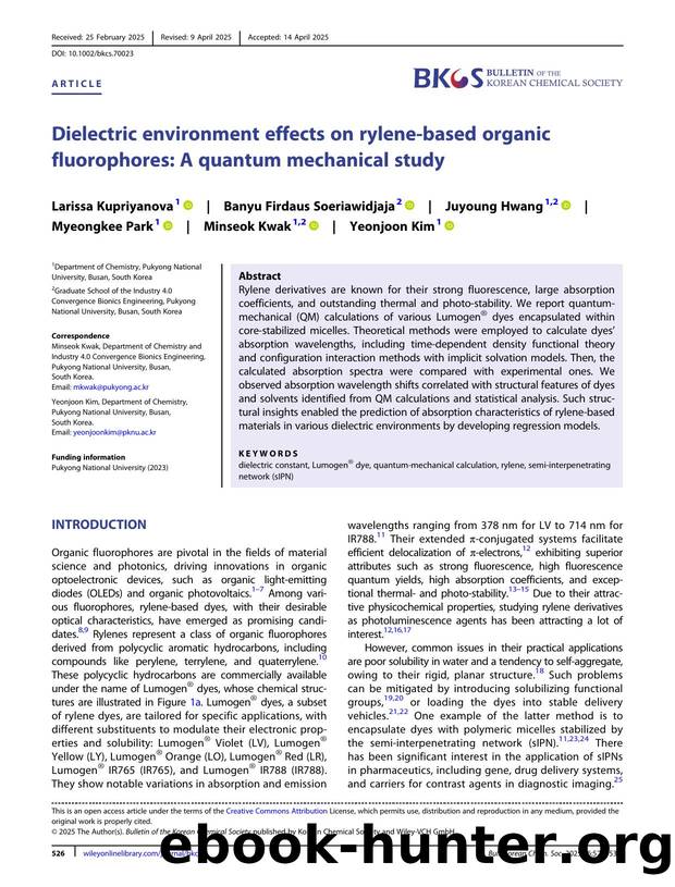 Dielectric Environment Effects on Ryleneâbased Organic Fluorophores: A Quantum Mechanical Study by Unknown