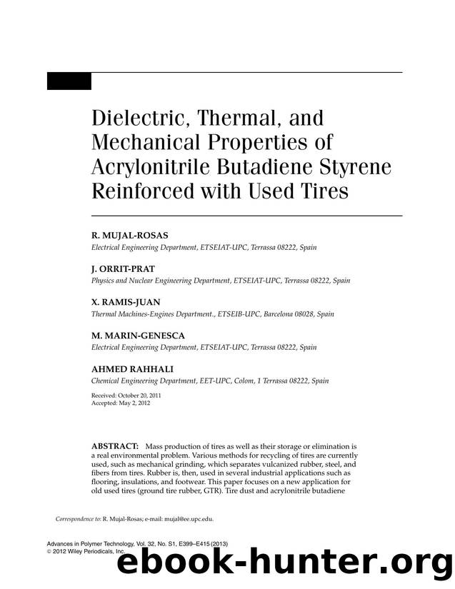 Dielectric, Thermal, and Mechanical Properties of Acrylonitrile Butadiene Styrene Reinforced with Used Tires by Unknown