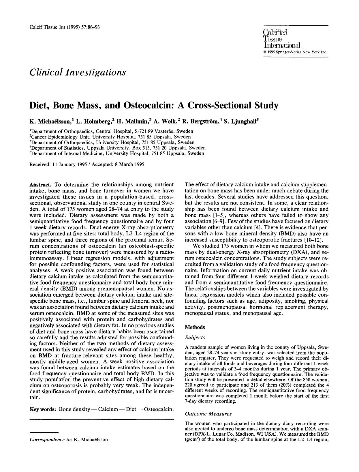 Diet, bone mass, and osteocalcin: A cross-sectional study by Unknown