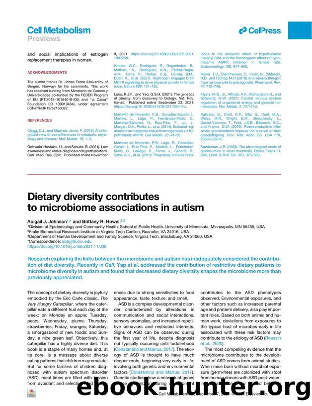 Dietary diversity contributes to microbiome associations in autism by Abigail J. Johnson & Brittany R. Howell