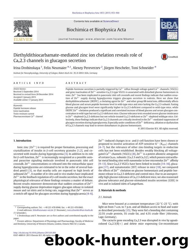 Diethyldithiocarbamate-mediated zinc ion chelation reveals role of Cav2.3 channels in glucagon secretion by Irina Drobinskaya & Felix Neumaier & Alexey Pereverzev & Jürgen Hescheler & Toni Schneider