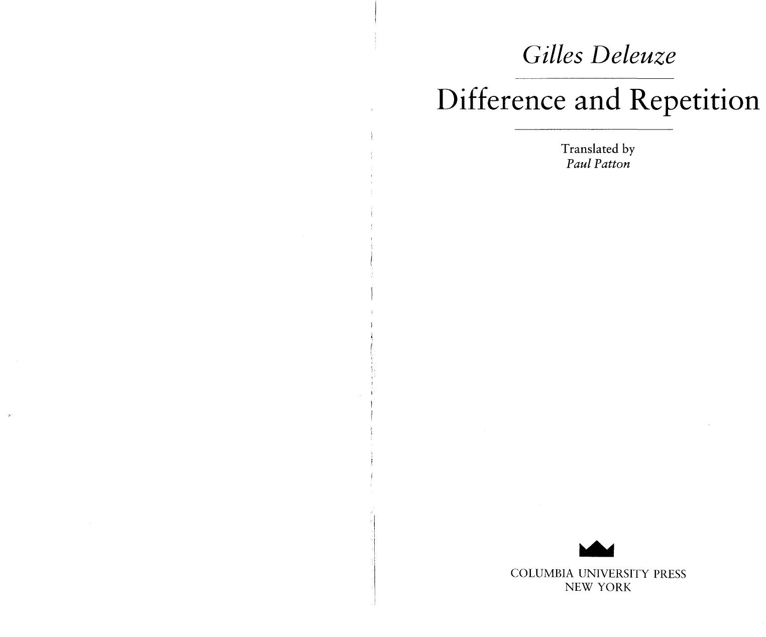 Difference & Repetition by Gilles Deleuze