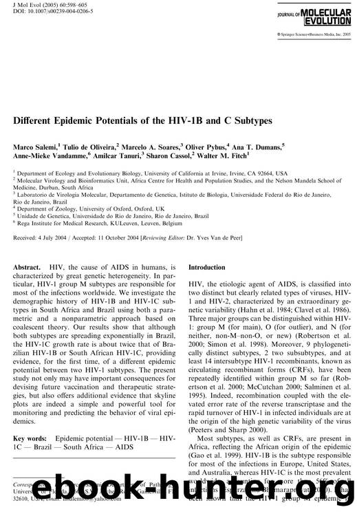 Different Epidemic Potentials of the HIV-1B and C Subtypes by Salemi M. et al