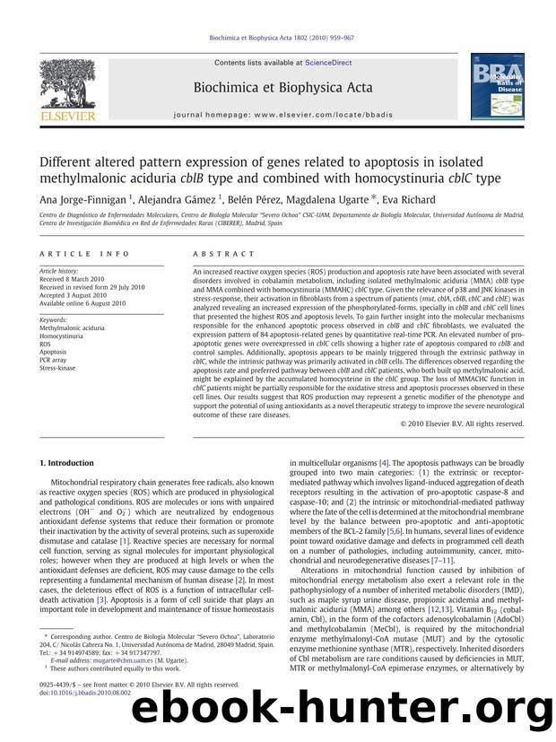 Different altered pattern expression of genes related to apoptosis in isolated methylmalonic aciduria cblB type and combined with homocystinuria cblC type by Ana Jorge-Finnigan