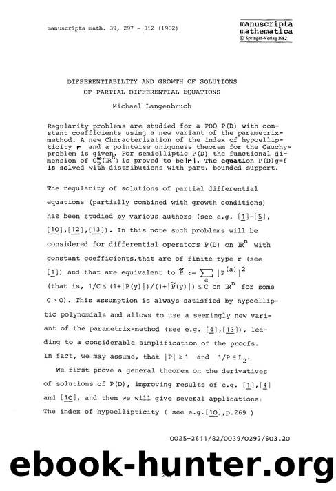 Differentiability and growth of solutions of partial differential equations by Unknown