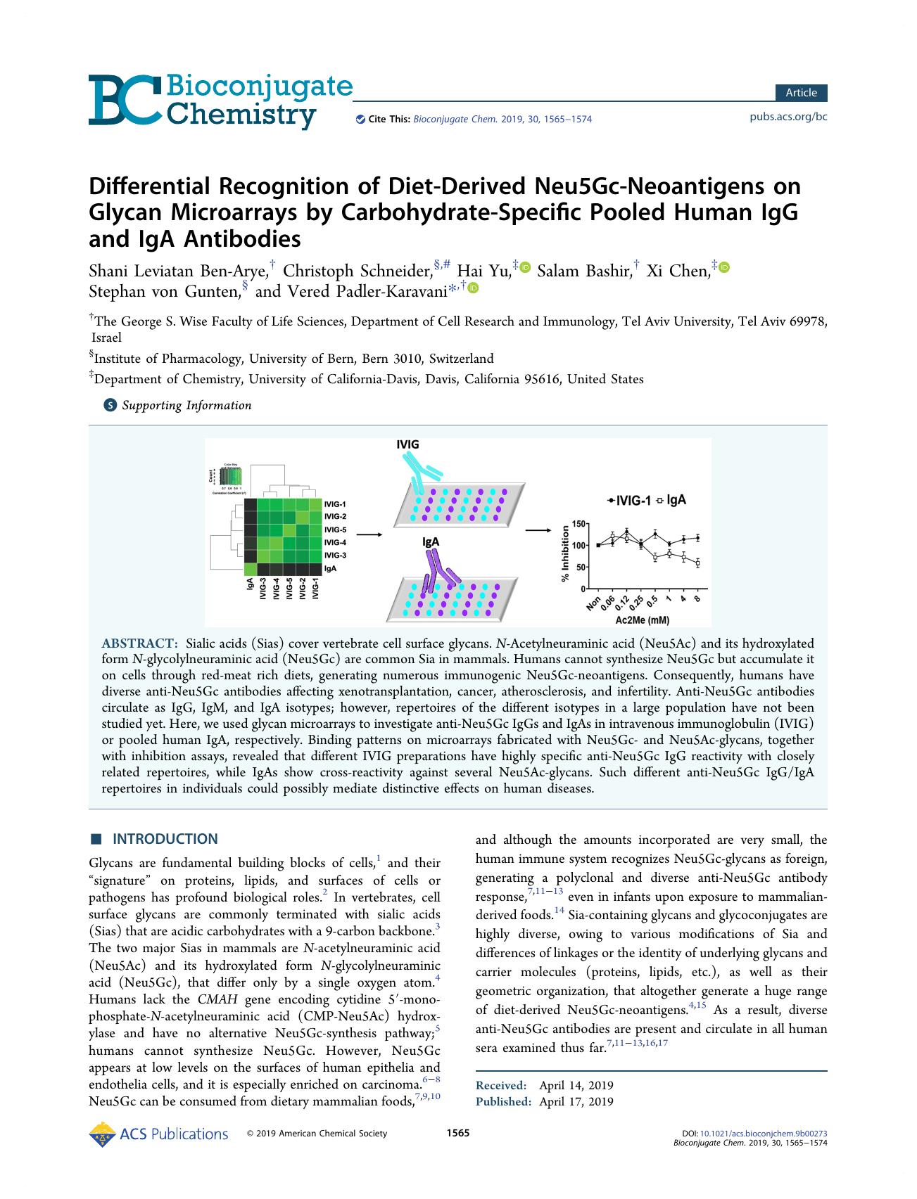 Differential Recognition of Diet-Derived Neu5Gc-Neoantigens on Glycan Microarrays by Carbohydrate-Specific Pooled Human IgG and IgA Antibodies by unknow