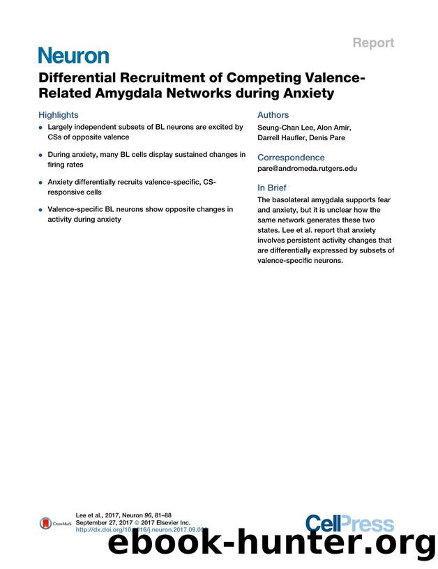 Differential Recruitment of Competing Valence-Related Amygdala Networks during Anxiety by Seung-Chan Lee & Alon Amir & Darrell Haufler & Denis Pare