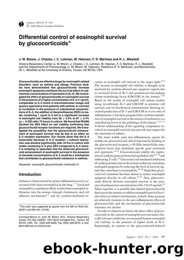 Differential control of eosinophil survival by glucocorticoids by Unknown