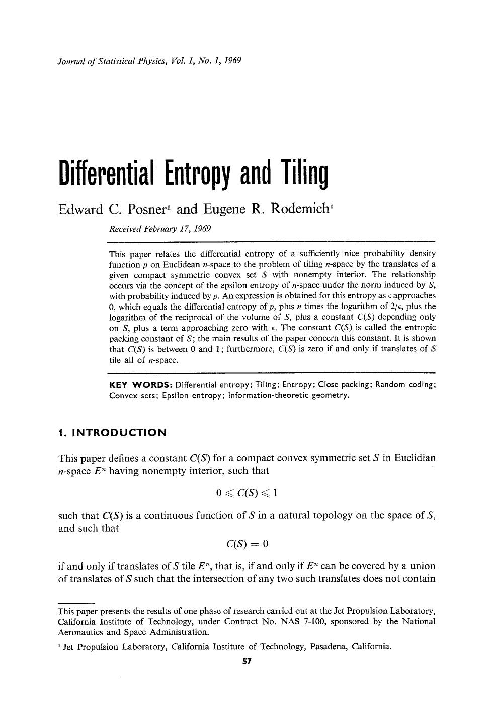 Differential entropy and tiling by Unknown