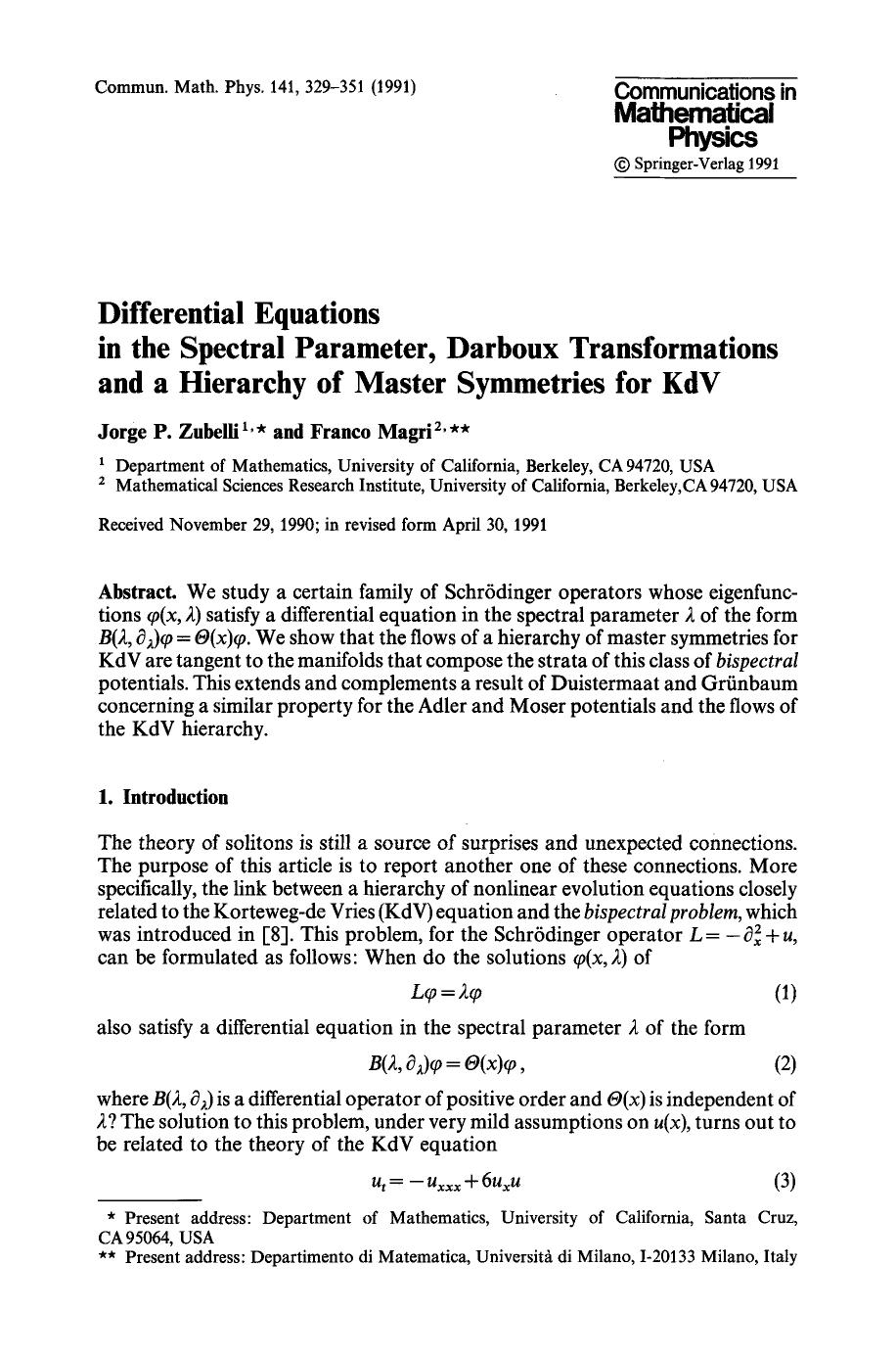 Differential equations in the spectral parameter, Darboux transformations and a hierarchy of master symmetries for KdV by Unknown