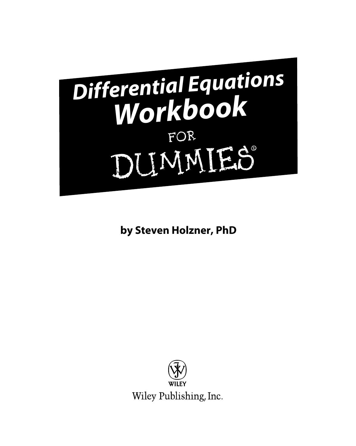 Differential equations workbook for dummies by Steven Holzner