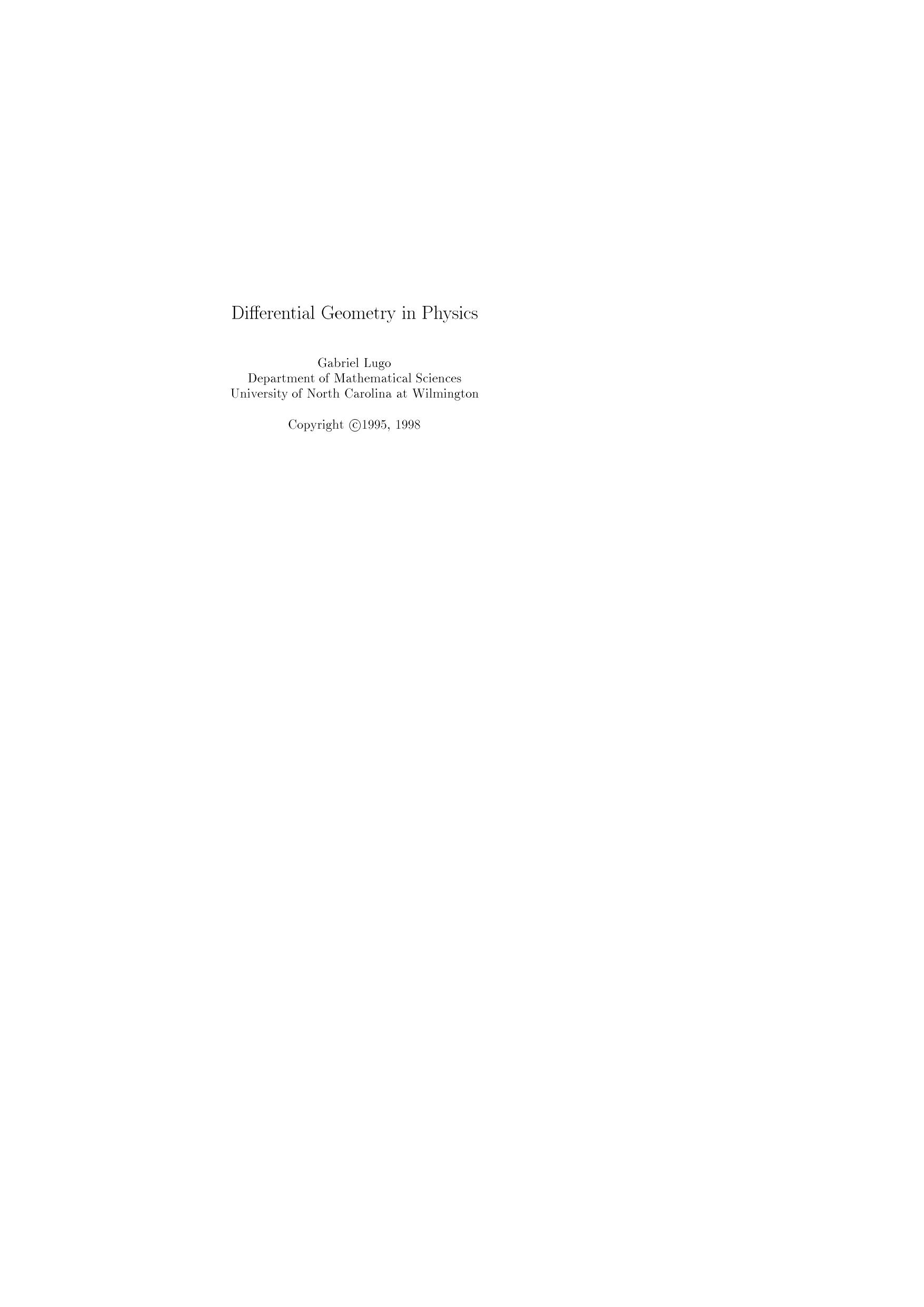Differential geometry in physics lecture notes by Lugo