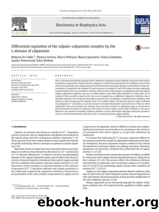 Differential regulation of the calpainâcalpastatin complex by the L-domain of calpastatin by unknow