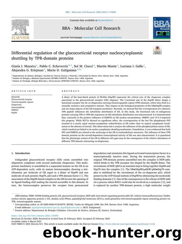 Differential regulation of the glucocorticoid receptor nucleocytoplasmic shuttling by TPR-domain proteins by unknow