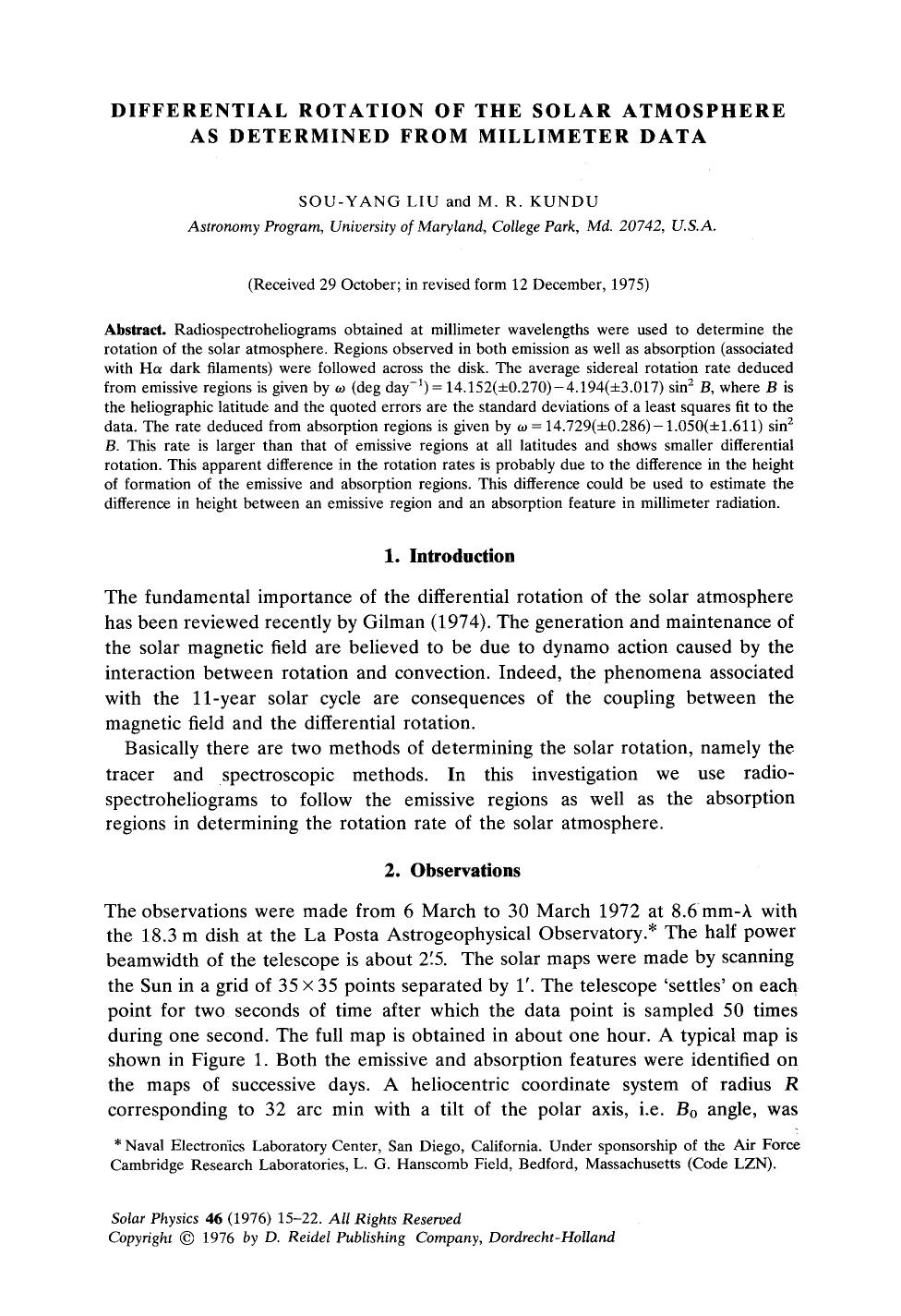 Differential rotation of the solar atmosphere as determined from millimeter data by Unknown