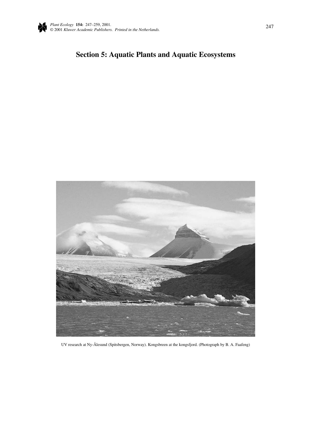 Differential sensitivity to natural ultraviolet radiation among phytoplankton species in Arctic lakes (Spitsbergen, Norway) by Unknown