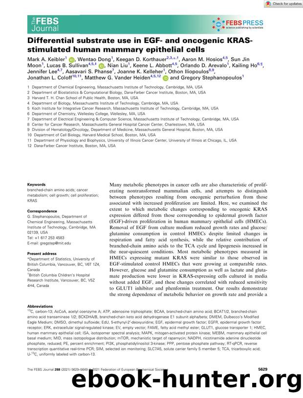 Differential substrate use in EGFâ and oncogenic KRASâstimulated human mammary epithelial cells by Unknown