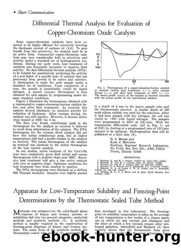 Differential thermal analysis for evaluation of copper-chromium oxide catalysts by Unknown