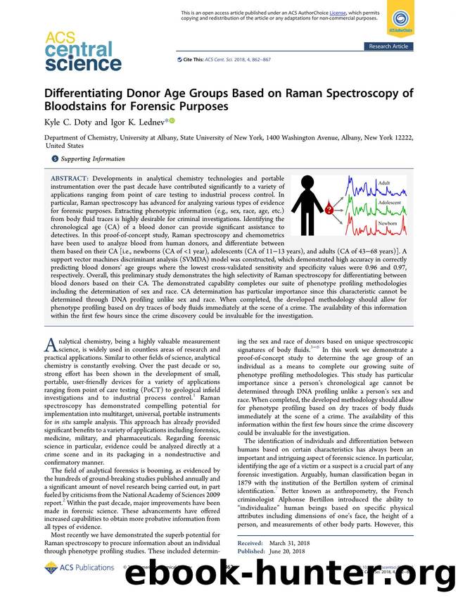 Differentiating Donor Age Groups Based on Raman Spectroscopy of Bloodstains for Forensic Purposes by Kyle C. Doty & Igor K. Lednev (ORCID: 0000-0002-6504-531X)