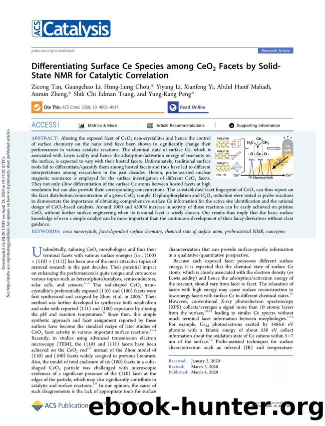 Differentiating Surface Ce Species among CeO2 Facets by Solid-State NMR for Catalytic Correlation by unknow
