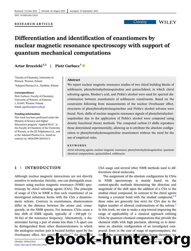 Differentiation and identification of enantiomers by nuclear magnetic resonance spectroscopy with support of quantum mechanical computations by Unknown