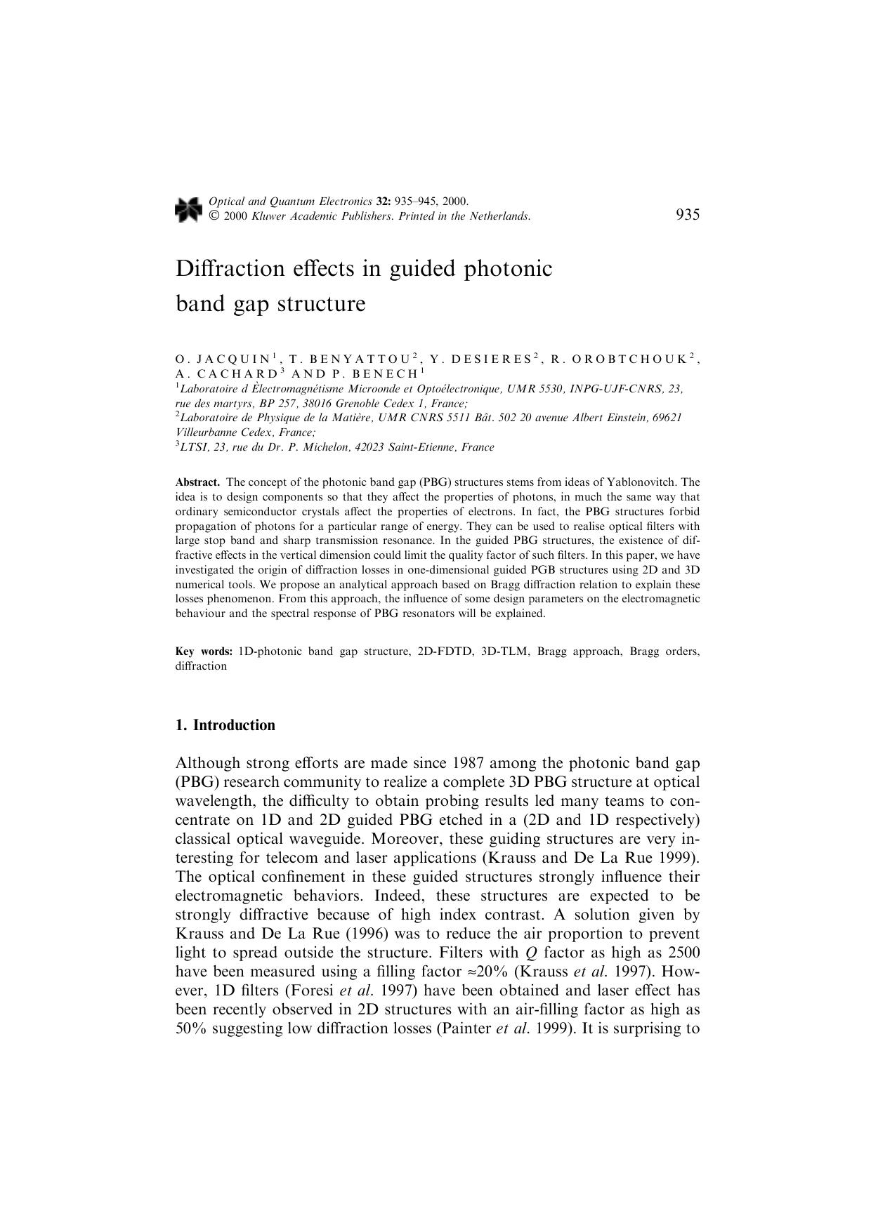 Diffraction effects in guided photonic band gap structure by Unknown