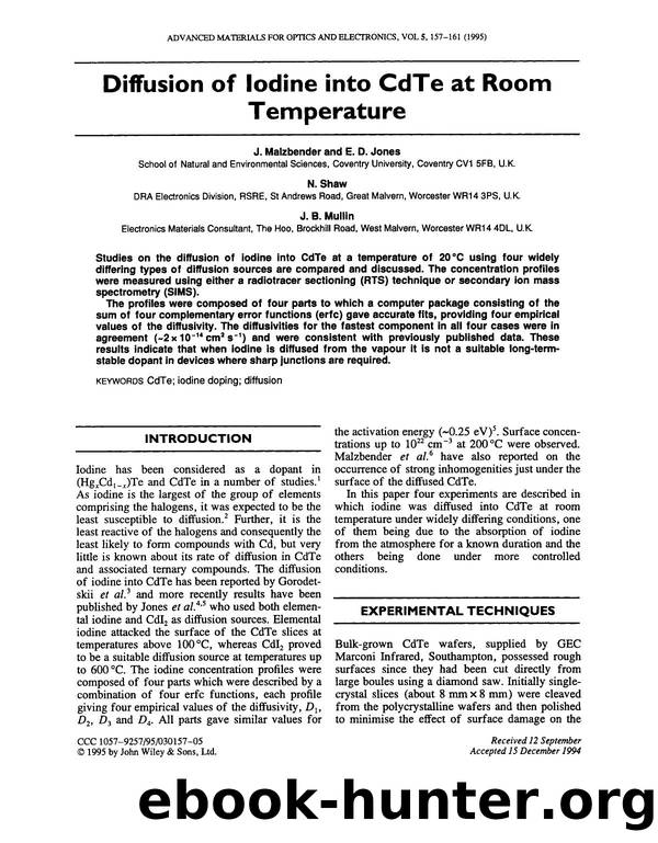 Diffusion of iodine into CdTe at room temperature by Unknown