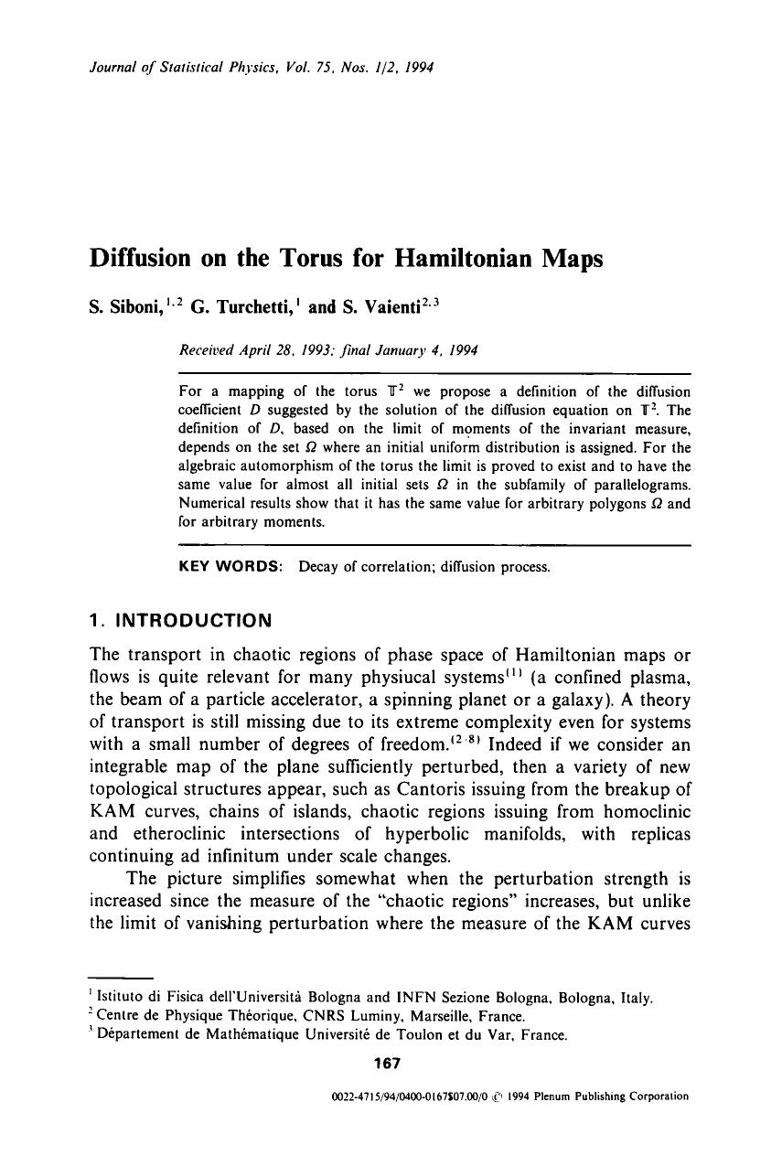 Diffusion on the torus for Hamiltonian maps by Unknown