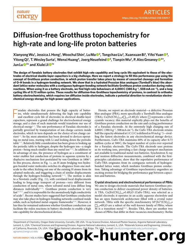 Diffusion-free Grotthuss topochemistry for high-rate and long-life proton batteries by unknow