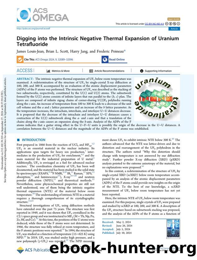 Digging into the Intrinsic Negative Thermal Expansion of Uranium Tetrafluoride by James Louis-Jean Brian L. Scott Harry Jang & Frederic Poineau