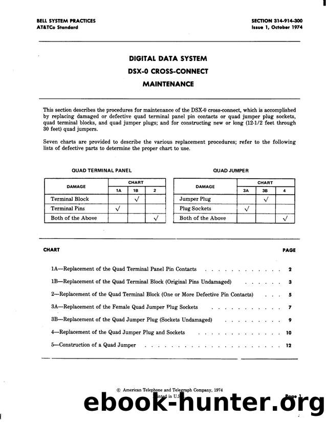 Digital Data System DSX-0 Cross-Connect Maintenance by AT&&T