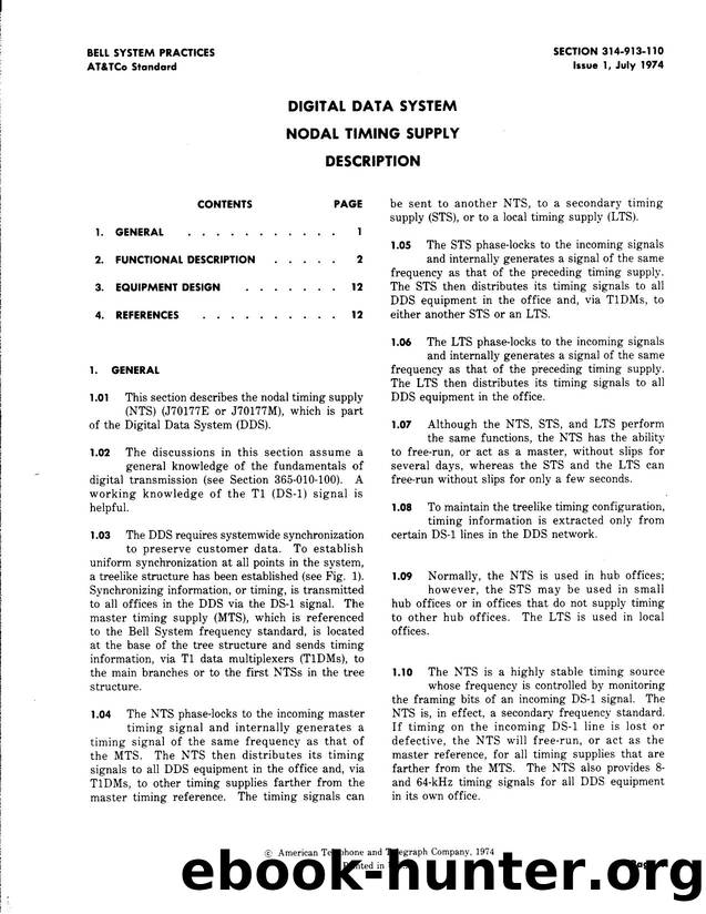 Digital Data System Nodal Timing Supply Description by AT&&T