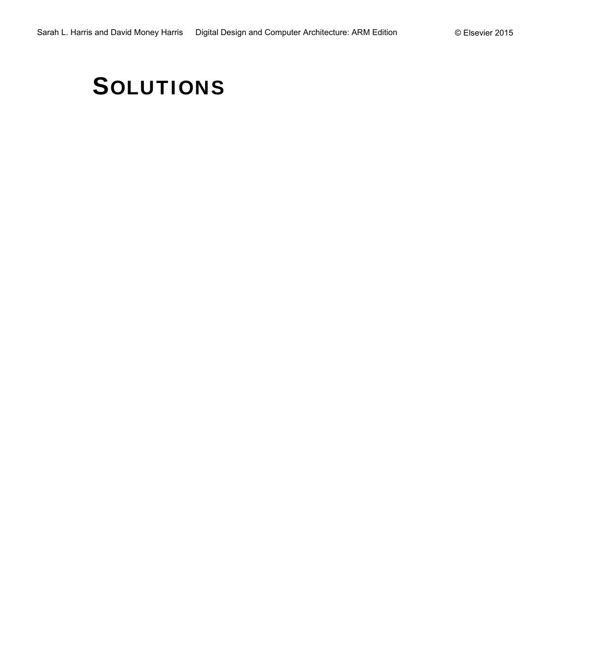 Digital Design and Computer Architecture ARM Edition solution manual by Sarah Harris