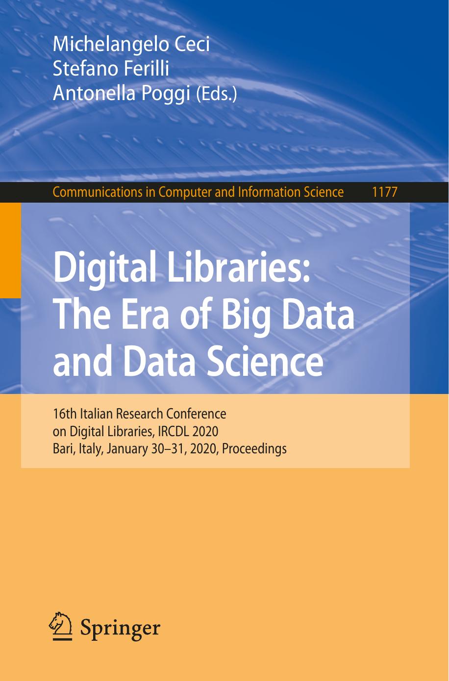 Digital Libraries: The Era of Big Data and Data Science by Unknow