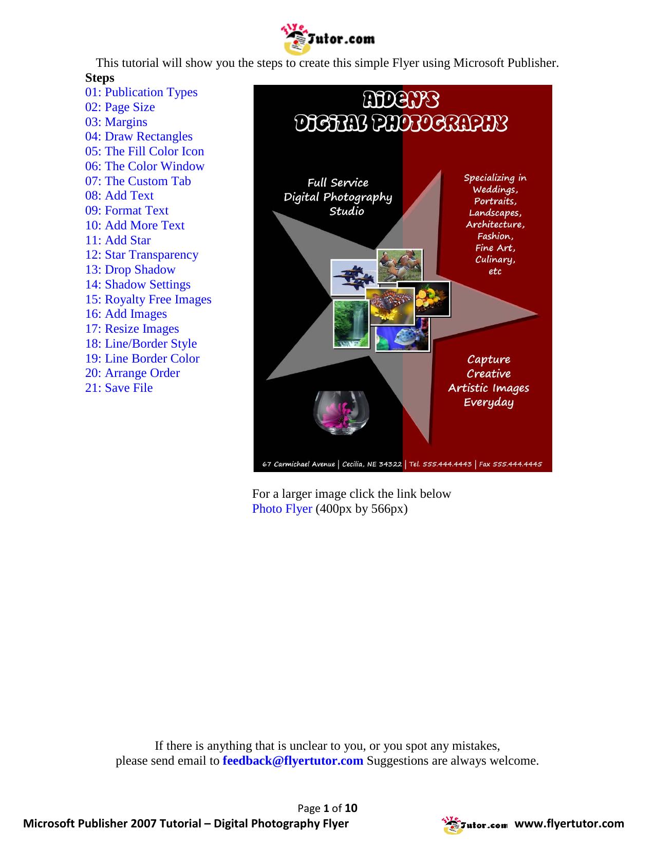 Digital Photography Flyer Using Microsoft Publisher by Renee