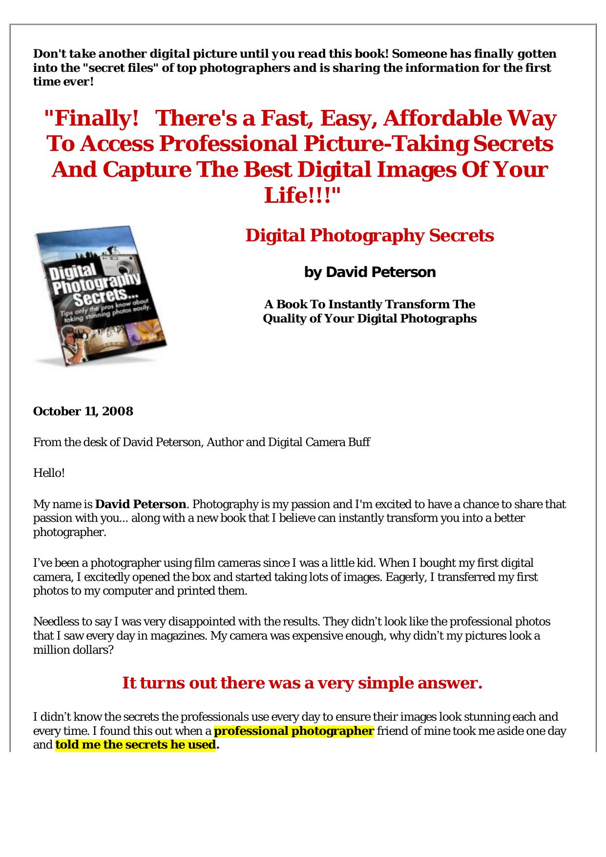 Digital Photography Secrets. by Best of Kuszter's Collection