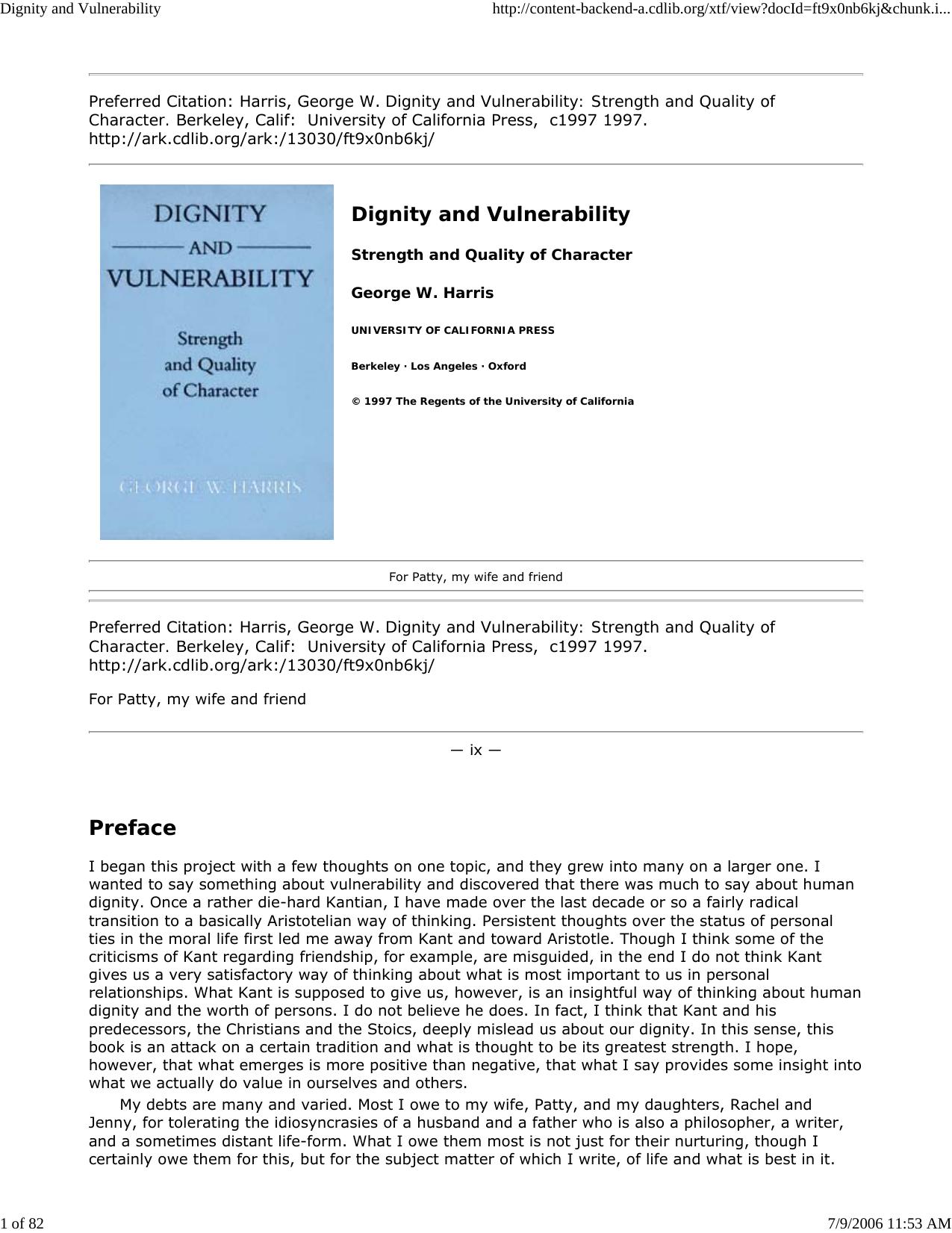 Dignity and Vulnerability by Master Clark